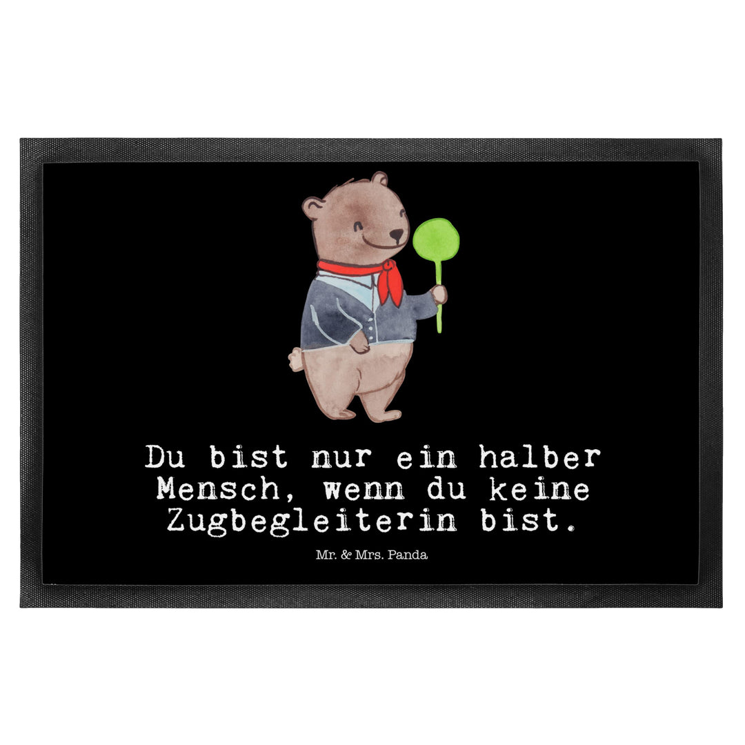 Mr. &amp; Mrs. Panda 50 x 75 cm Fussmatte Zugbegleiterin mit Herz - Geschenk, Rente, Türmatte, Schmutzfä