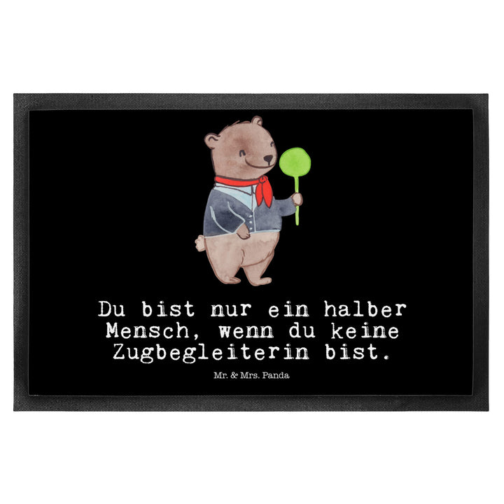 Mr. &amp; Mrs. Panda 50 x 75 cm Fussmatte Zugbegleiterin mit Herz - Geschenk, Rente, Türmatte, Schmutzfä
