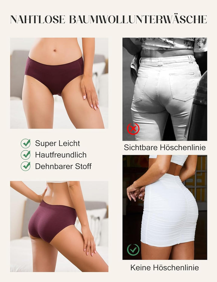 ALTHEANRAY Womens Underwear Cotton Underwear for Women Seamless Hipster Bikini Briefs Panties 6 Pack
