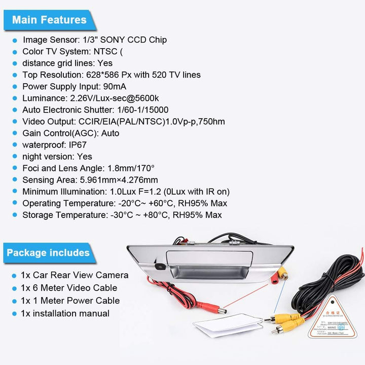 Navinio Auto Dritte Dach Top Mount Bremsleuchte Kamera Bremslicht Einparkkamera Rückfahrkamera IR Li