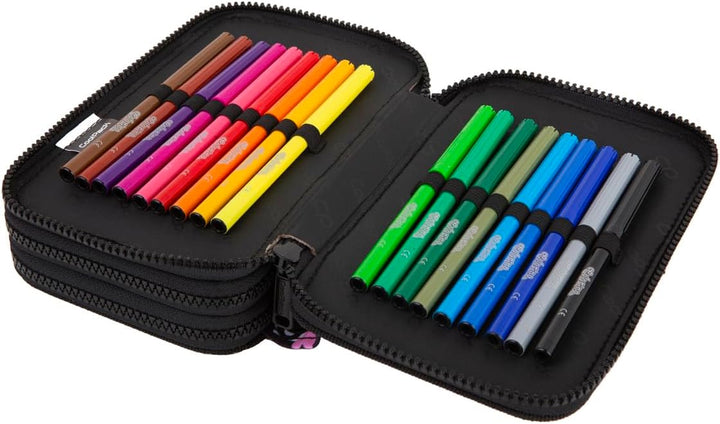 CoolPack Schulstiftetui mit Diary-Motiv, 3-stöckig, 44-teilig gefüllt, Polyester, Reissverschluss, H