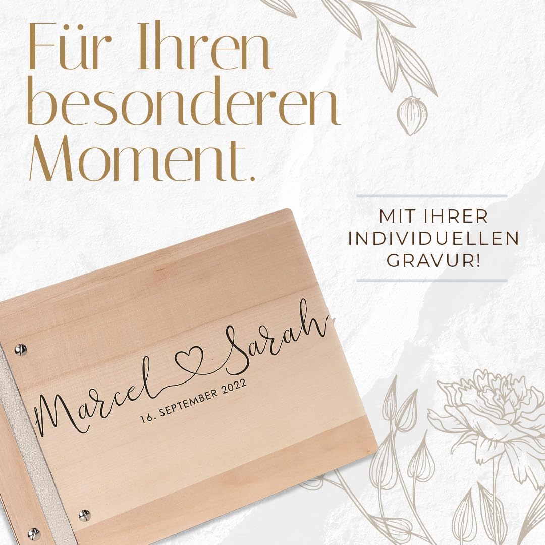 Hochzeitideal – Personalisierbares Gästebuch Hochzeit Mischa mit 40 Seiten I Hochzeit Gästebuch aus