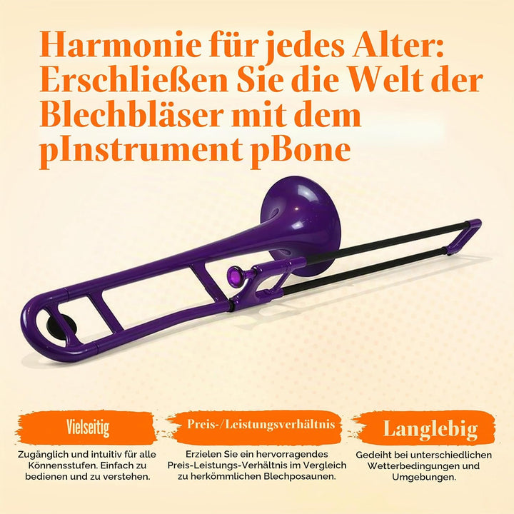 pBone Kunststoff Posaune violett mit Tasche und Mundstück violett Posaune, violett Posaune