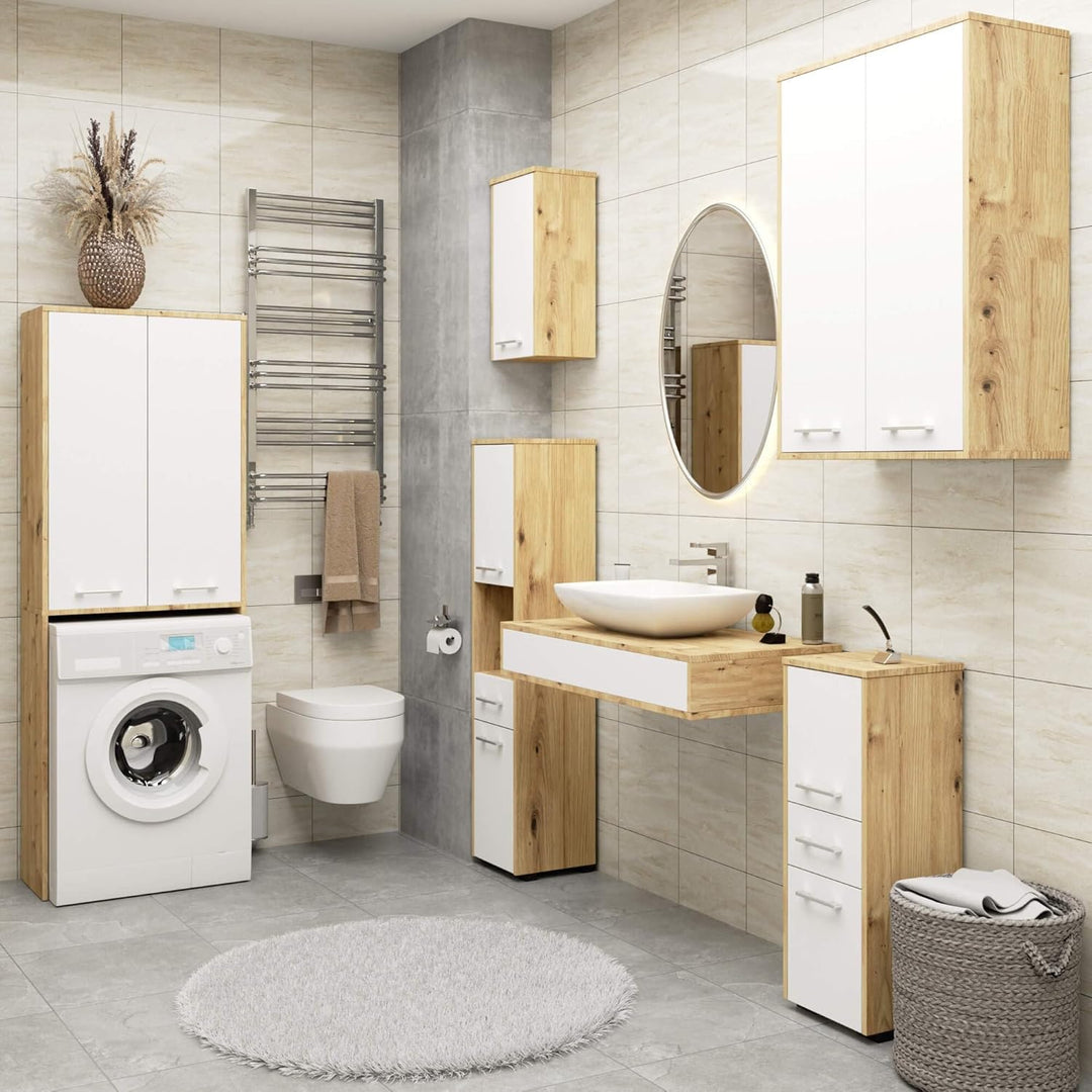AKORD Stehender Badezimmerschrank schränke | Badezimmer kommode | FIN S30 eintürig | B30 x H82 x T30