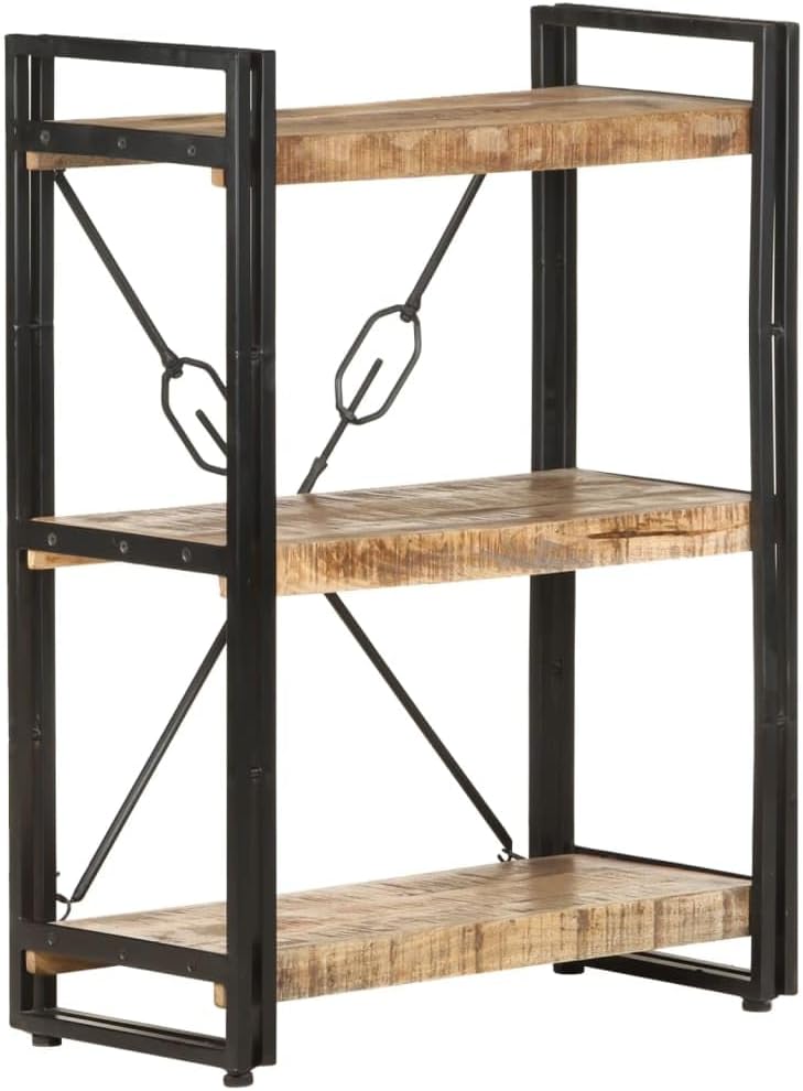 vidaXL Mangoholz Massiv Bücherregal 3 Fächer Industriestil Standregal Büroregal Wandregal Lagerregal