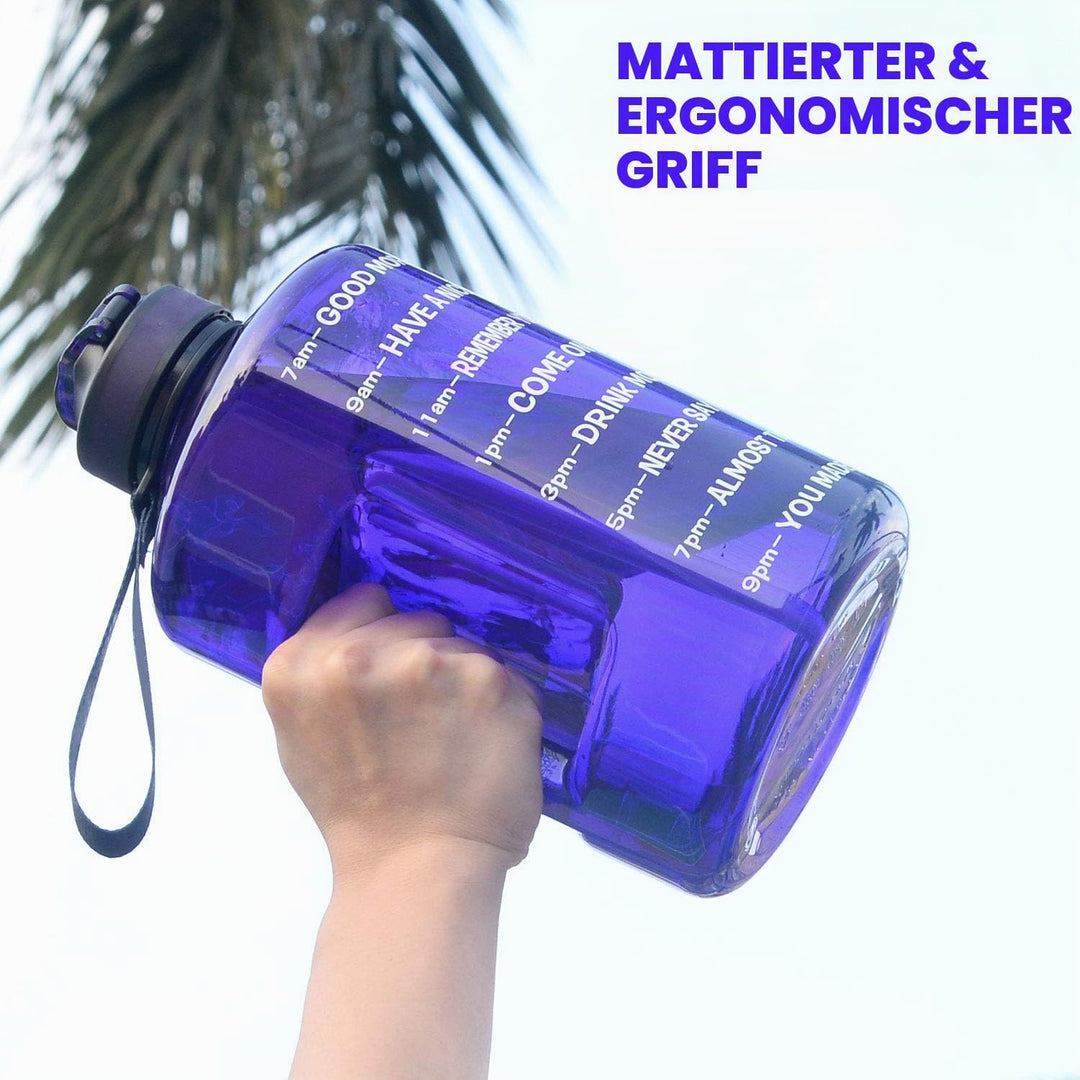 3,78 Liter Trinkflasche Sport mit Zeitangaben und Strohhalme, 3,78L Gross Sportflasche BPA Frei, Aut