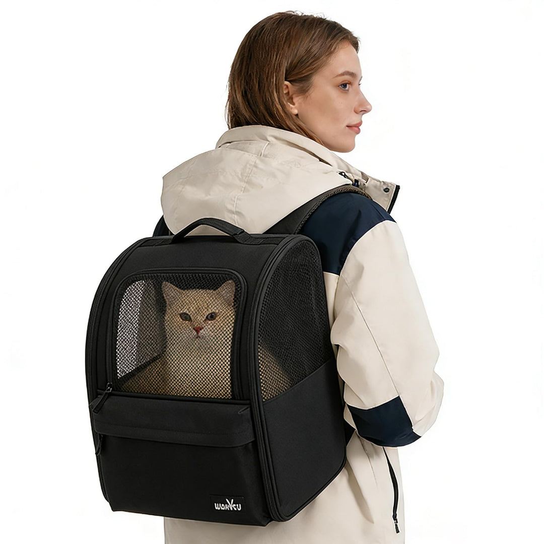 wakytu Katzentrager-Rucksack, Stahldrahtrahmen, Stabiler, 600D verschleissfestes Oxford-Gewebe, Hund