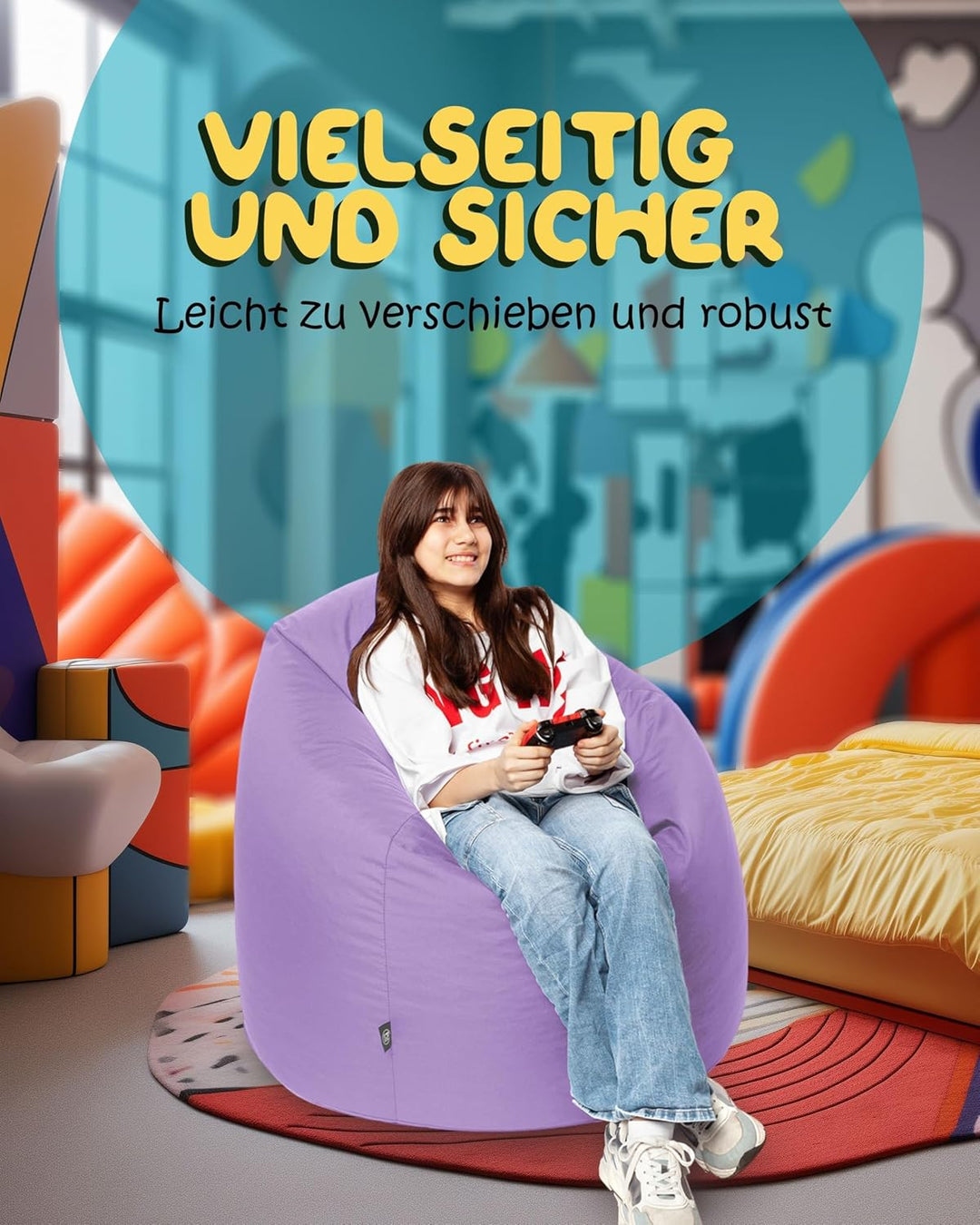 PATCH HOME Patchhome Sitzsack Tropfenform mit Reissverschluss Nachfüllbar - für In &amp; Outdoor - mit S