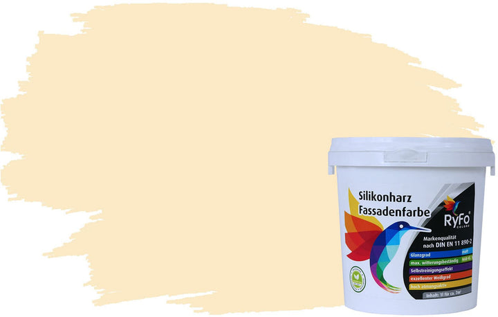 RyFo Colors Silikonharz Fassadenfarbe Lotuseffekt Trend Orangetöne Vanilla 1l - bunte Fassadenfarbe,