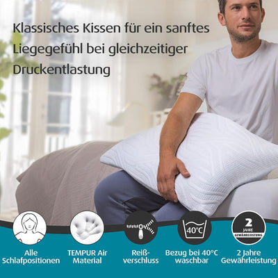 TEMPUR Comfort Air Soft Schlafkissen, atmungsaktives Kopfkissen für jede Schlafposition, MADE IN GRE