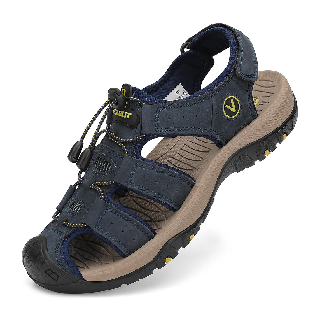 FLARUT Sandalen Herren Outdoorsandalen Sommer Wanderschuhe Trekkingsandalen Leder Strand Wandersanda