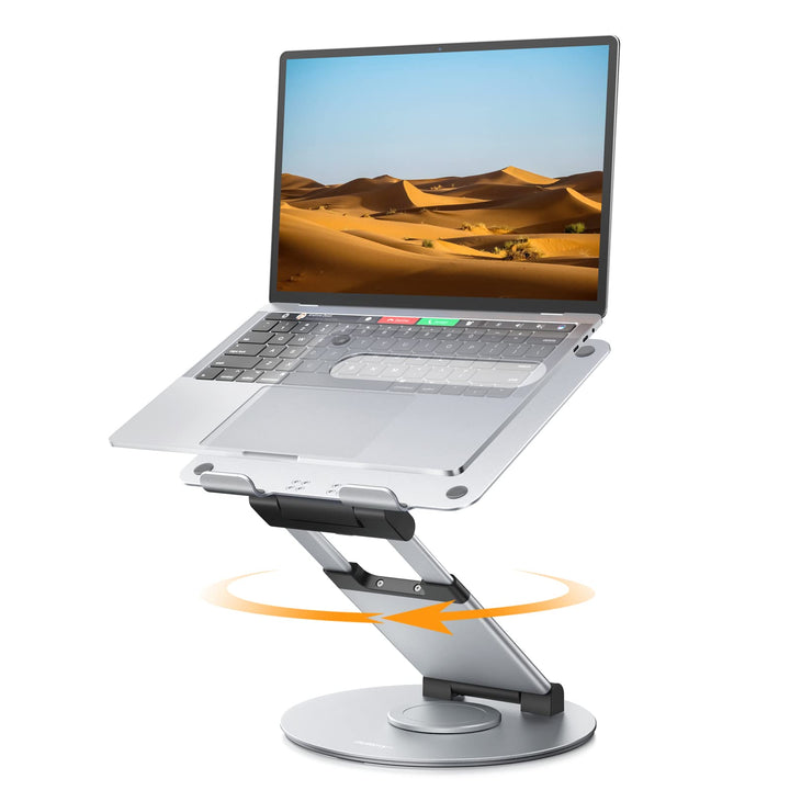 NULAXY Ausziehbare Laptop Ständer mit 360 Drehbarer Basis, Ergonomischer Laptopständer Höhenverstell