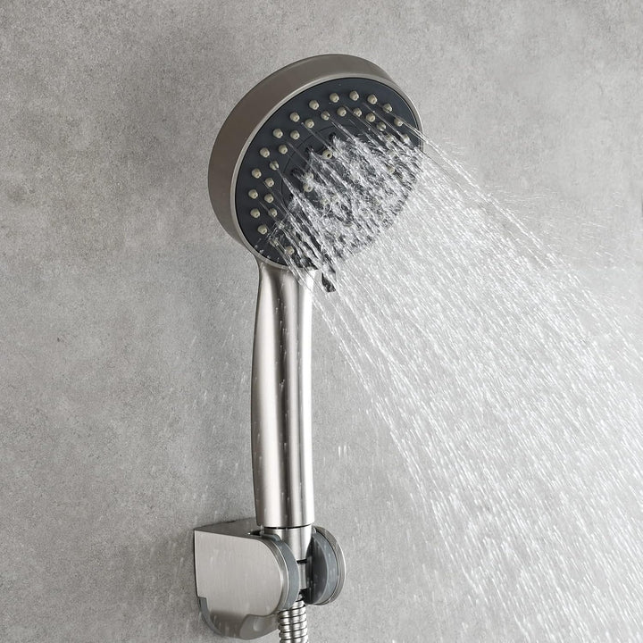 Tecmolog Gebürstetes Nickel Duschkopf Handbrause mit 5 Strahlarten Plastik Wassersparend Duschbrause