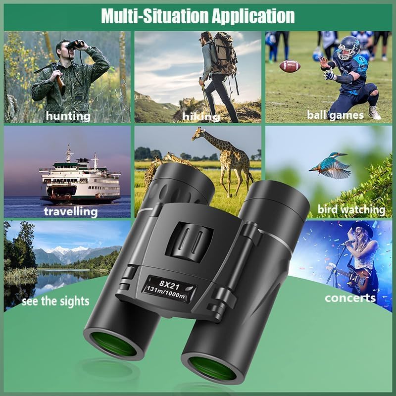 Leistungsstarkes Fernglas für Erwachsene - Kompaktes Fernglas 8x21 mit FMC Objektiv BAK4 Prisma, kle