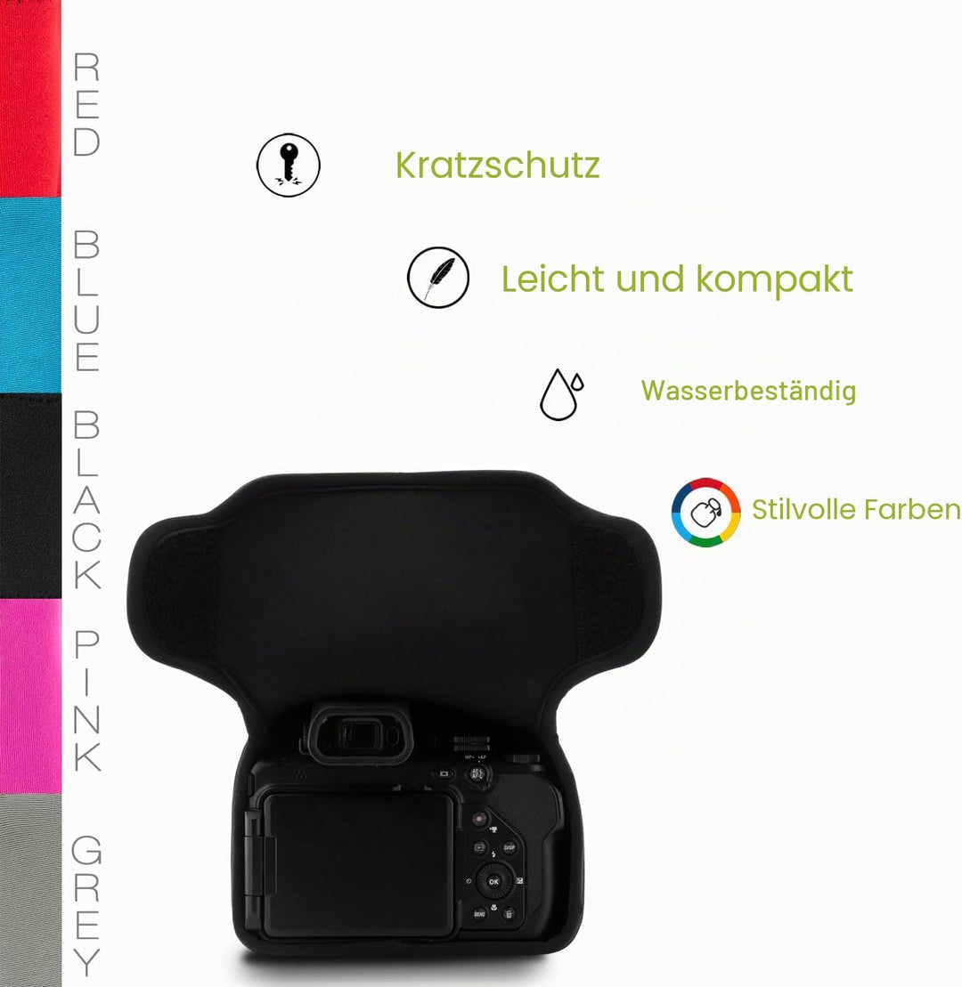 MegaGear Ultraleichte Kameratasche aus Neopren kompatibel mit Nikon Coolpix P1000 Schwarz, Schwarz