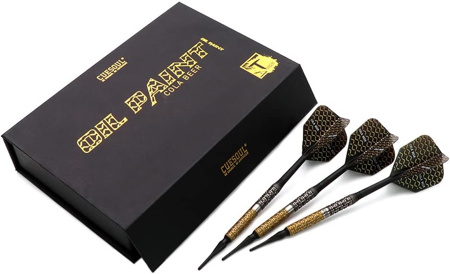 CUESOUL Soft Tip 90% Tungsten Dart Set mit Ölfarbe Finish und ROST Flights 19g cola-bier, 19g cola-b