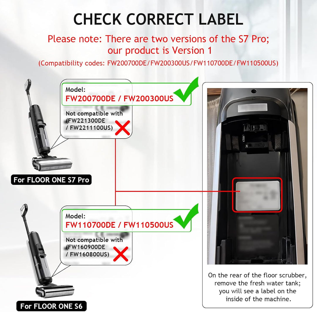 Bürstenrolle + Filter Ersatzteile für Tineco Floor One S7 PRO / S6 Nass-und Trockensauger, Zubehör 2