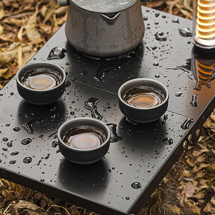Klappertisch Edelstahl, tragbarer Mini -Strandtisch, kompakter Camping -Seitentisch für das Kochen i
