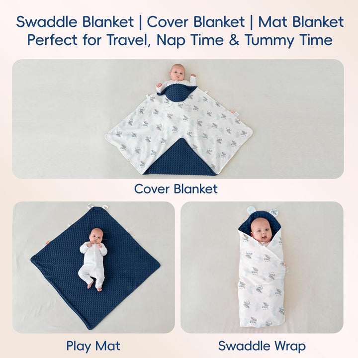 LAT Baby Einschlagdecke Babyschale, Decke Kinderwagen 90x90cm, Baumwolle Universal Babydecke Doppels