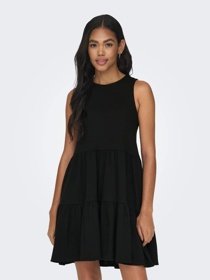 ONLY Female Kleid Normal geschnitten Rundhals Langes Kleid XXL Schwarz, XXL Schwarz