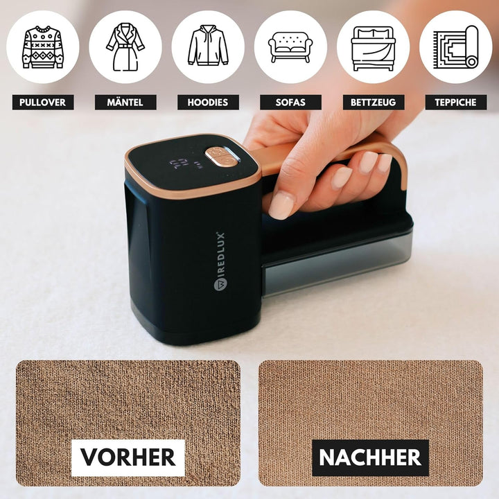 Fusselrasierer Elektrisch WiredLux - Wiederaufladbarer Fusselentferner für Kleidung & Möbel - LED-Li