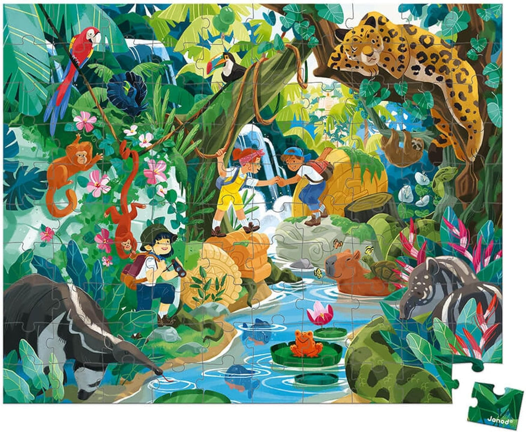 Janod - Puzzle für Kinder Inka-Abenteuer, 100 Teile - Lernspiel - Feinmotorik und Konzentration - Ko