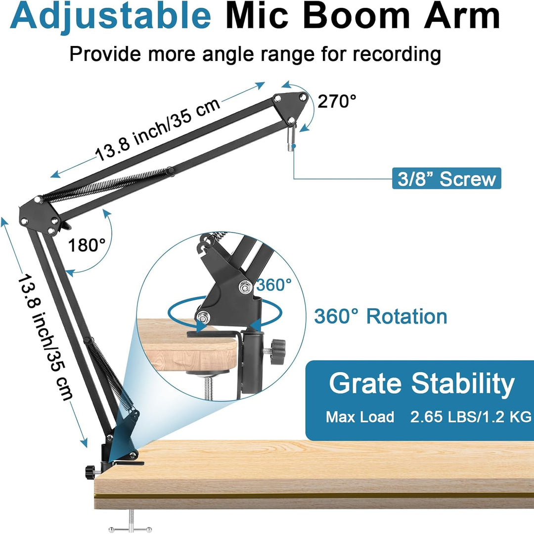 ChromLives Mikrofonarm Boom Arm für HyperX QuadCast Universal Mic Ständer Kompatibel mit HyperX Quad