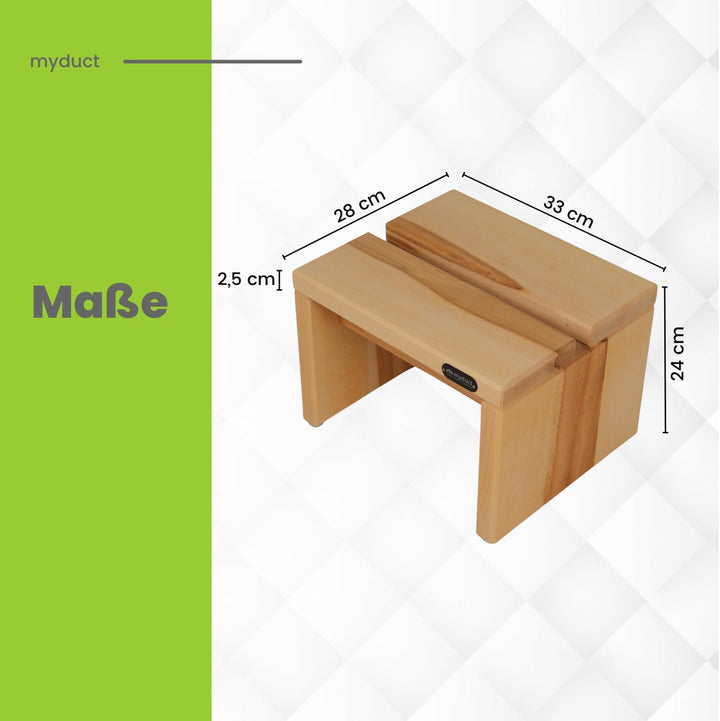 myduct - moderner Tritthocker, Hocker, Schemel, Fussbank, Holzhocker aus Massivholz mit Griffmulde