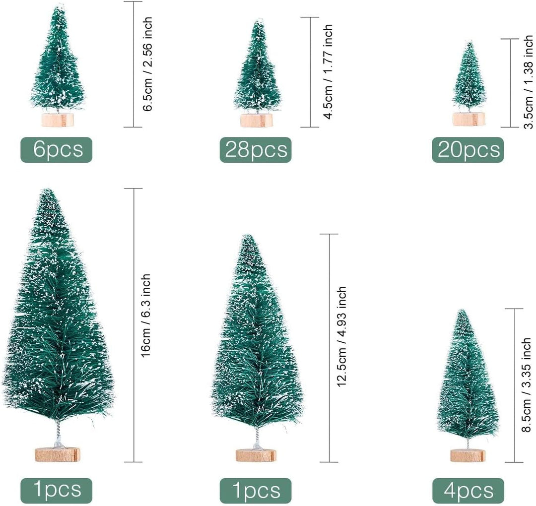 MELLIEX 60 Stück Miniatur Weihnachtsbaum Künstlicher Mini Modell Weihnachtsbaum Kunststoff Winter Or