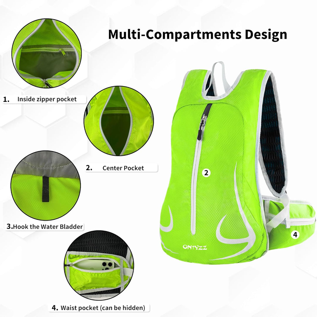 ONTYZZ Fahrradrucksack Damen Männer Kleiner Sportrucksack Wanderrucksack Ultraleicht Rucksack Radfah