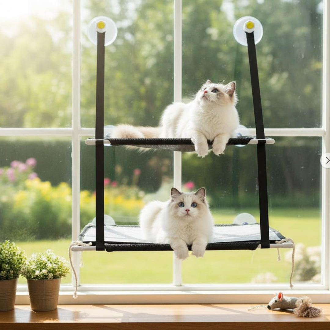 Fenster Katzenhängematte für Katzen bis 25kg,Doppellagiges Katzen Hängematte für Katze in Innenräume
