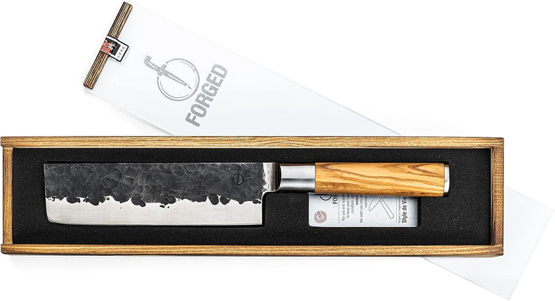 Forged Olive Hackmesser 17cm, handgefertigt, in