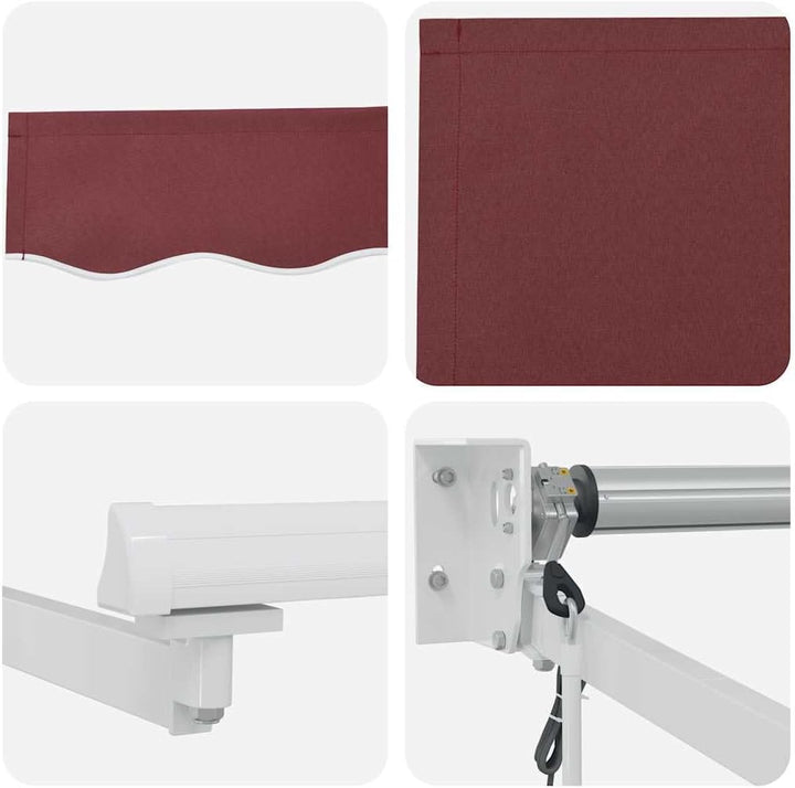 vidaXL Markise Automatisch Weinrot 300x250 cm 300 x 250 cm Burgunder und Weiss, 300 x 250 cm Burgund