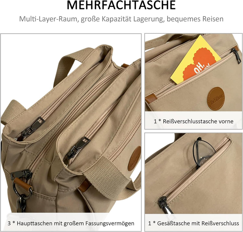 DORRISO Mode Umhängetasche Damen Canvas Handtasche Reise Schultertasche Casual Multifunktionale Umhä