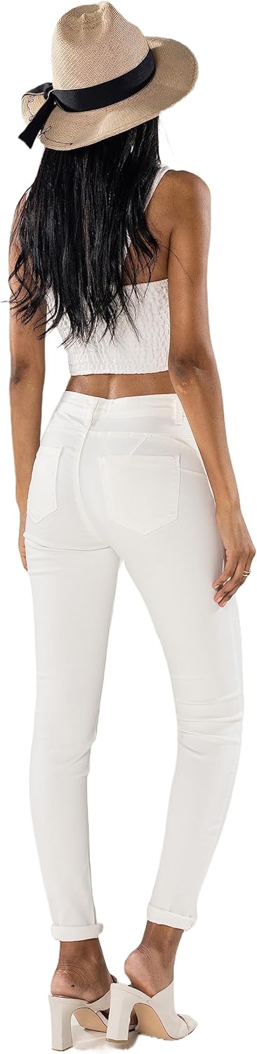 Nina Carter P106 Damen Jeanshosen Slim Fit Push-Up Skinny Jeans Mid-High Waist XS Slim Elfenbein (P1