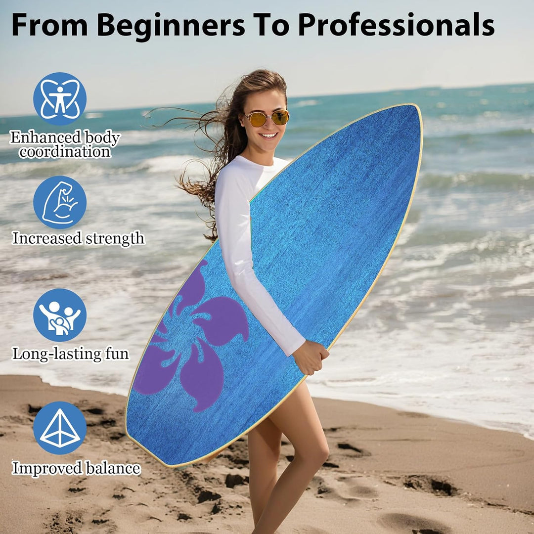 Balance Board Erwachsene Surfing aus 4-in-1 Echtholz Holz Balancebrett Set Trainer Rutschfester Glei