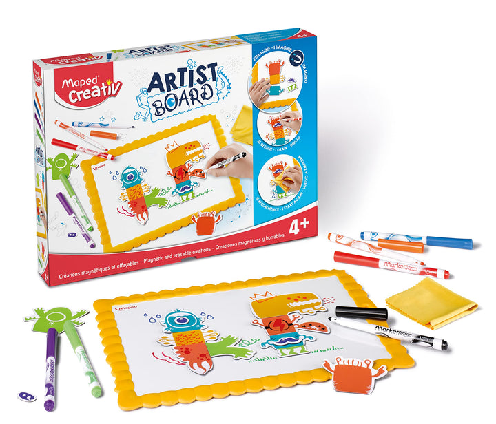 Maped 907100 Creativ Artist Board – magnetisch, Kunststoff, gelb, A4 Künstlertafel magnetisch, Künst