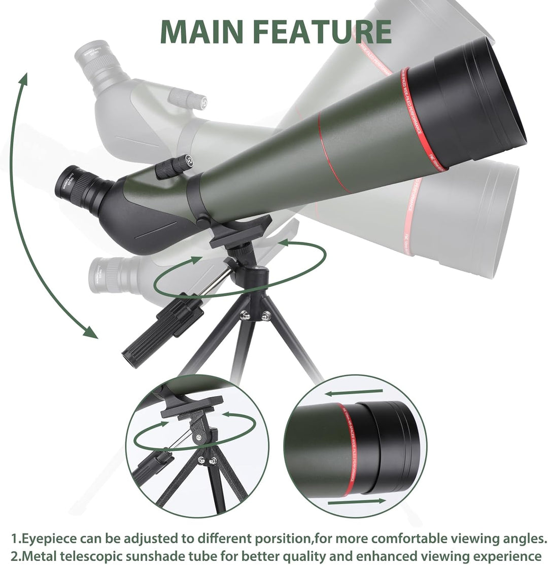 25-75x100 Spektive für Zielschiessen - HD Spektiv mit Stativ Tragetasche & Smartphone Halterung - BA