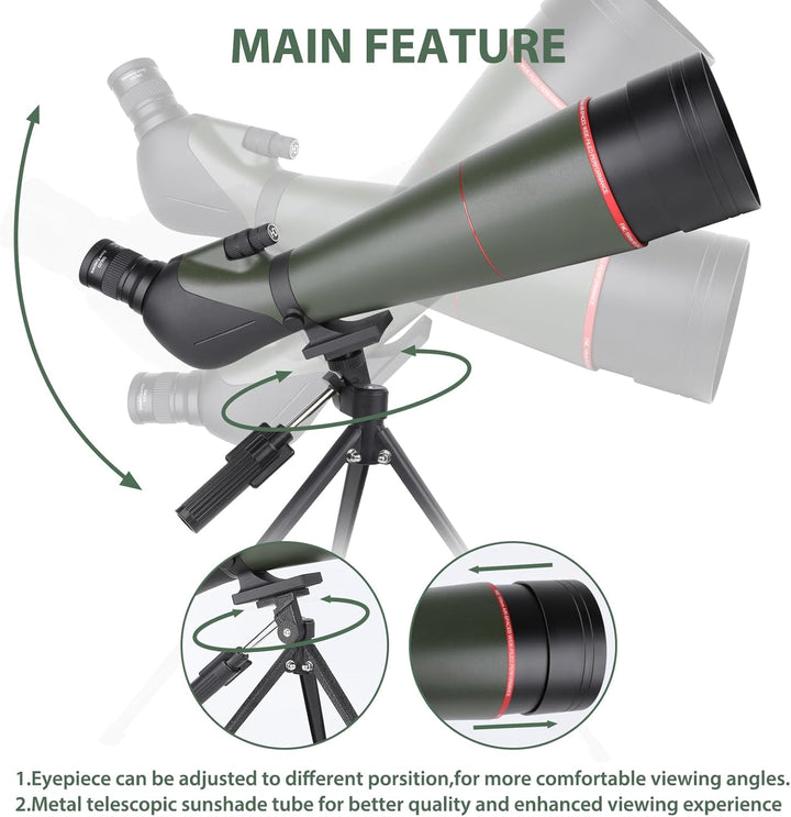 25-75x100 Spektive für Zielschiessen - HD Spektiv mit Stativ Tragetasche & Smartphone Halterung - BA