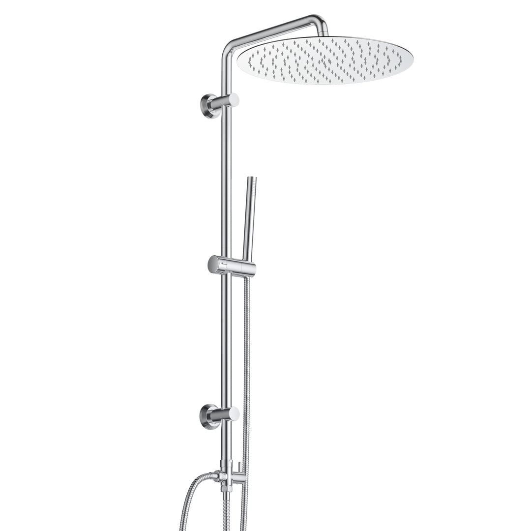 Görbach Edelstahl Duschsystem ohne Armatur, Chrom Regendusche Duschset mit Wandhalterung, Duschkopf