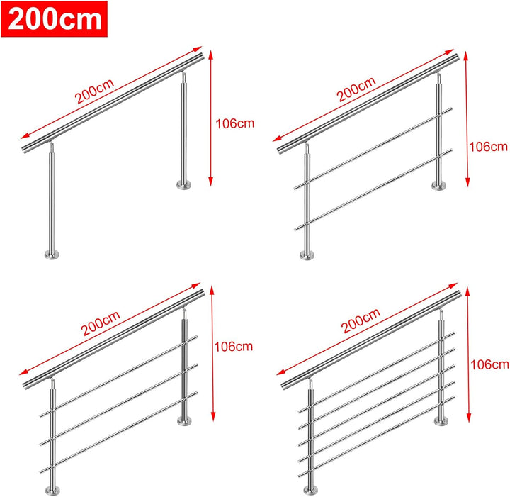 YUENFONG Handlauf Edelstahl Geländer Treppengeländer für Treppen Brüstung Balkon, Innen und Aussen (