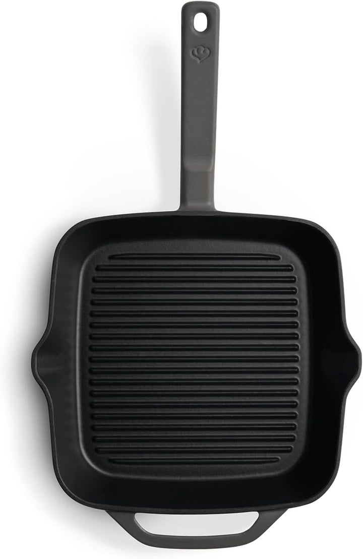 SPRINGLANE Gusseisen Grillpfanne Grau, 26 cm - Emailliert - Steakpfanne mit Grillstreben - Für alle