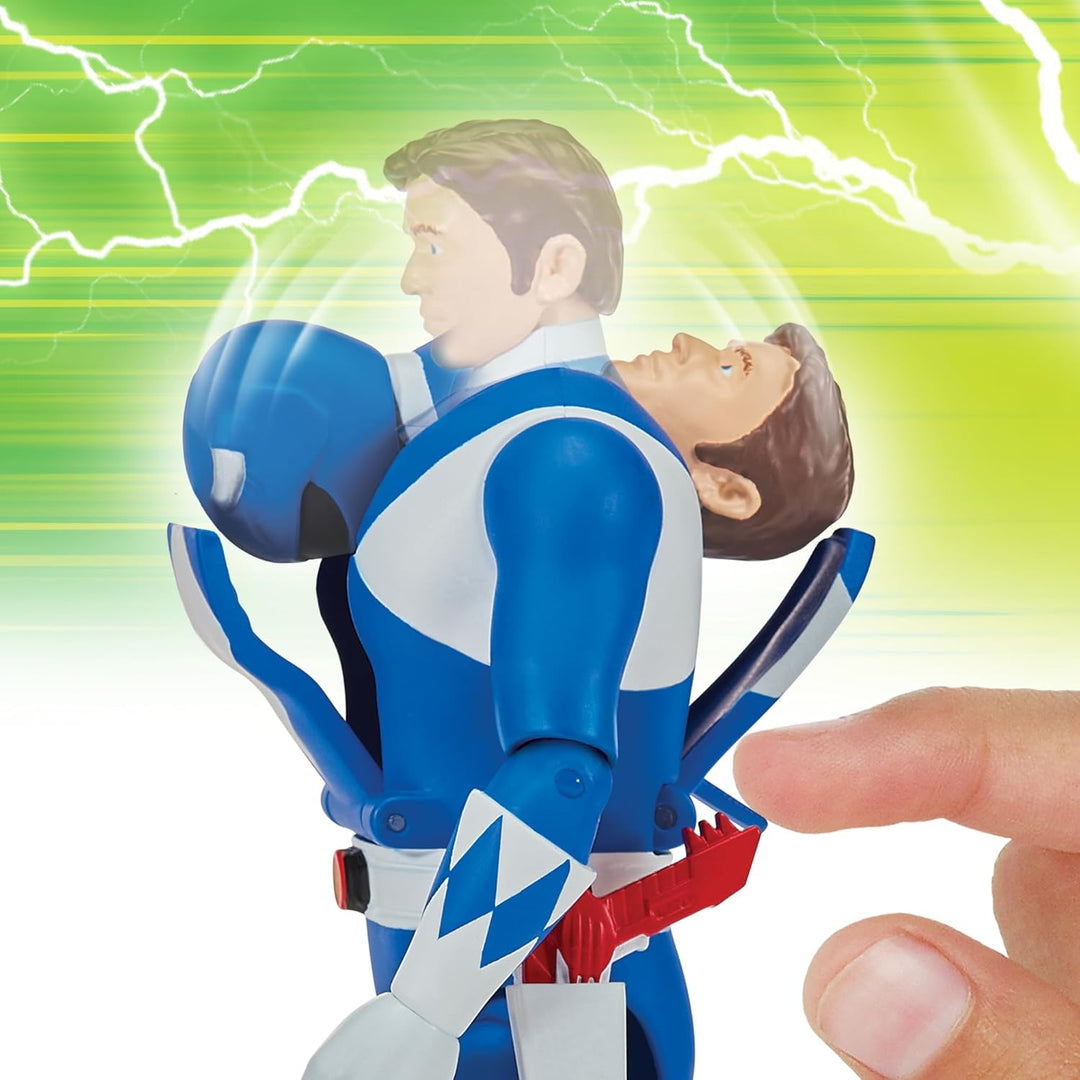 Power Rangers - Auto-Morphin, 2-in-1-Figur mit Gelenken, 15 cm, Blauer Ranger – Billy Cranston, für