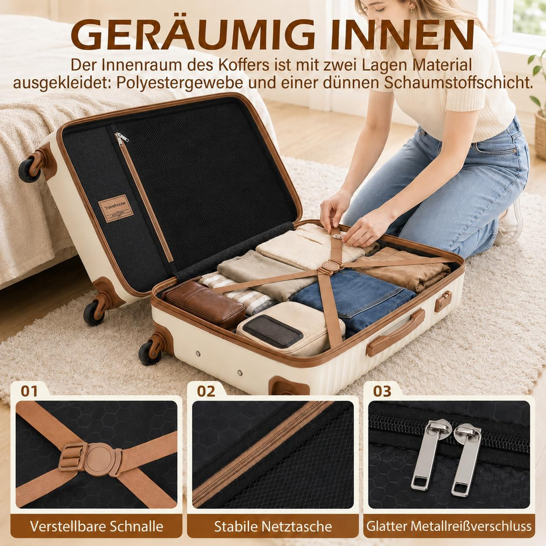 Travelhouse Bari Premium Kofferset 6-teilig – Robust & leichtes ABS Hartschalen Trolley Set mit 4 Ko