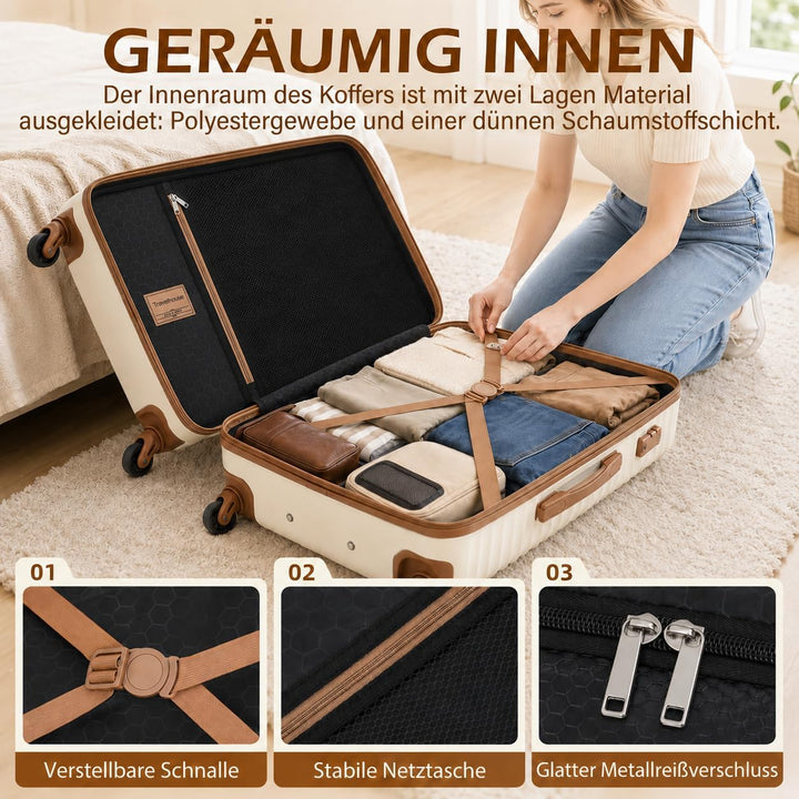 Travelhouse Bari Premium Kofferset 6-teilig – Robust & leichtes ABS Hartschalen Trolley Set mit 4 Ko
