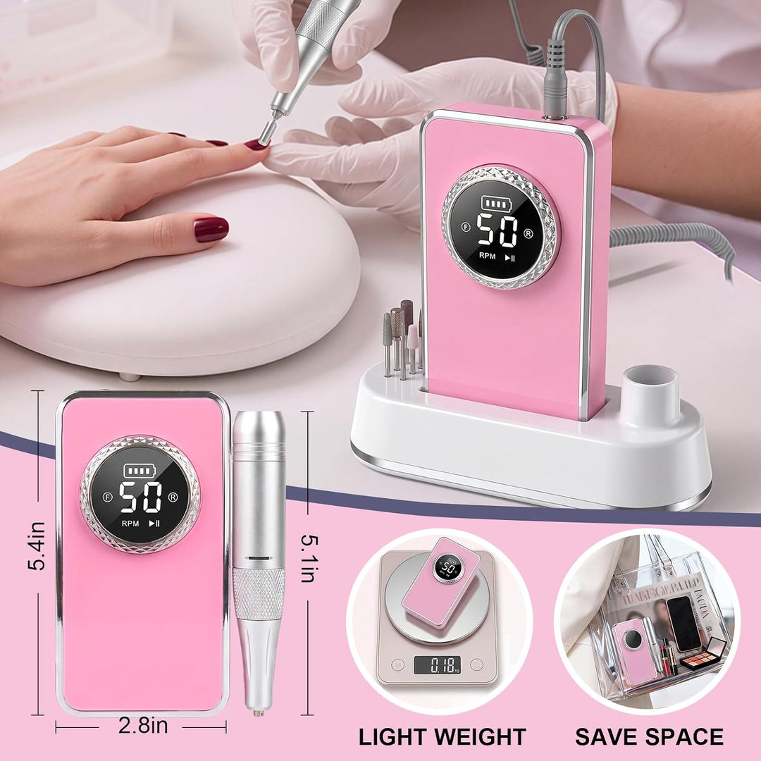 Elektrischer Nagelfräser, 50000 U/min, Professionelles Wiederaufladbares Tragbares Nagelfeilen-Set –