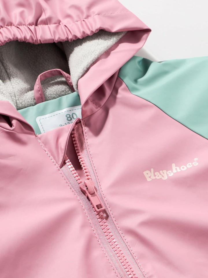 Playshoes Unisex Kinder Fleece-Futter Regenmantel Regenjacke Regenbekleidung 98 rosa/grün, 98 rosa/g