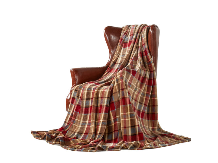 DREAMLANDING Decke für Sofa-230 x 230 cm Rot kariert-Kuscheldecke Flauschig weich, bunt, übergross,