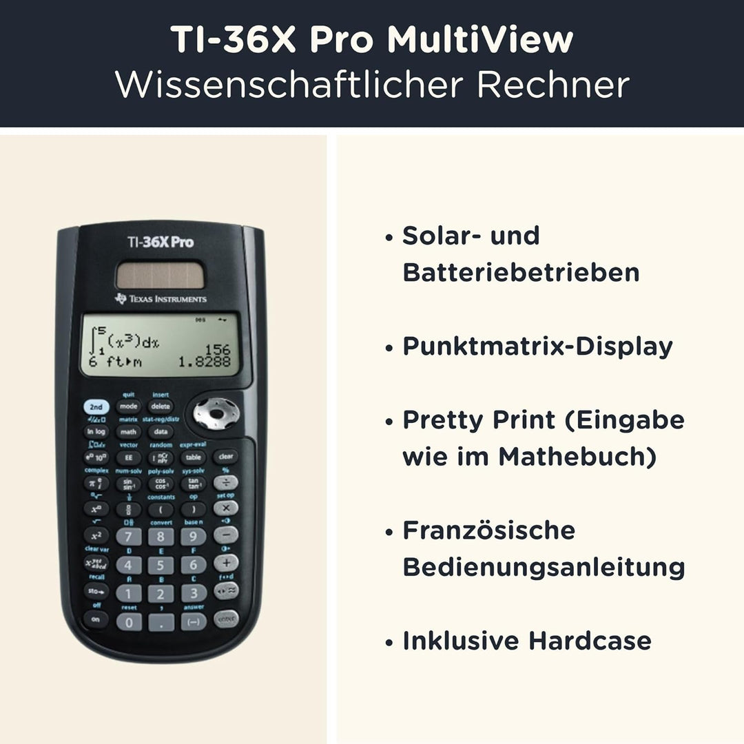 CALCUSO Sparpaket: TI-36X Pro technisch-wissenschaftlicher Taschenrechner + WYNGS Schutztasche hellg