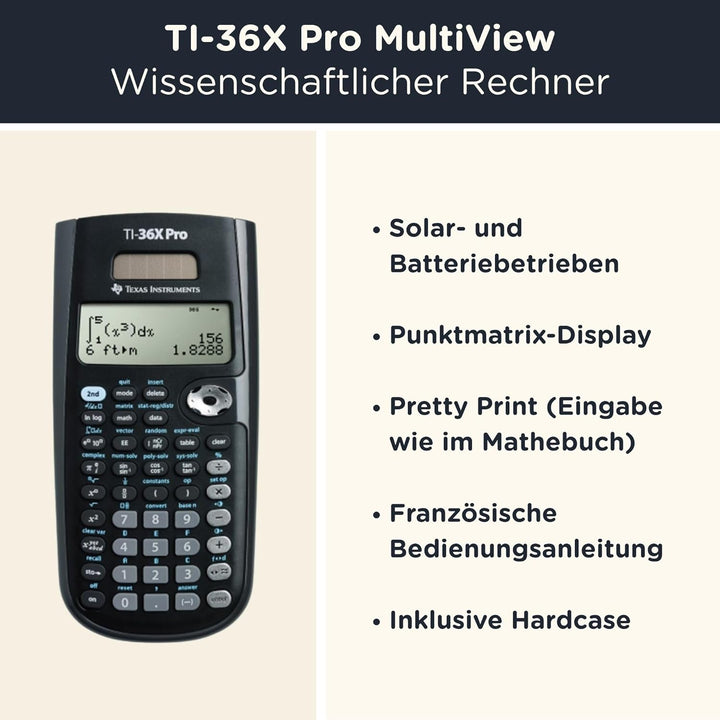 CALCUSO Sparpaket: TI-36X Pro technisch-wissenschaftlicher Taschenrechner + WYNGS Schutztasche hellg